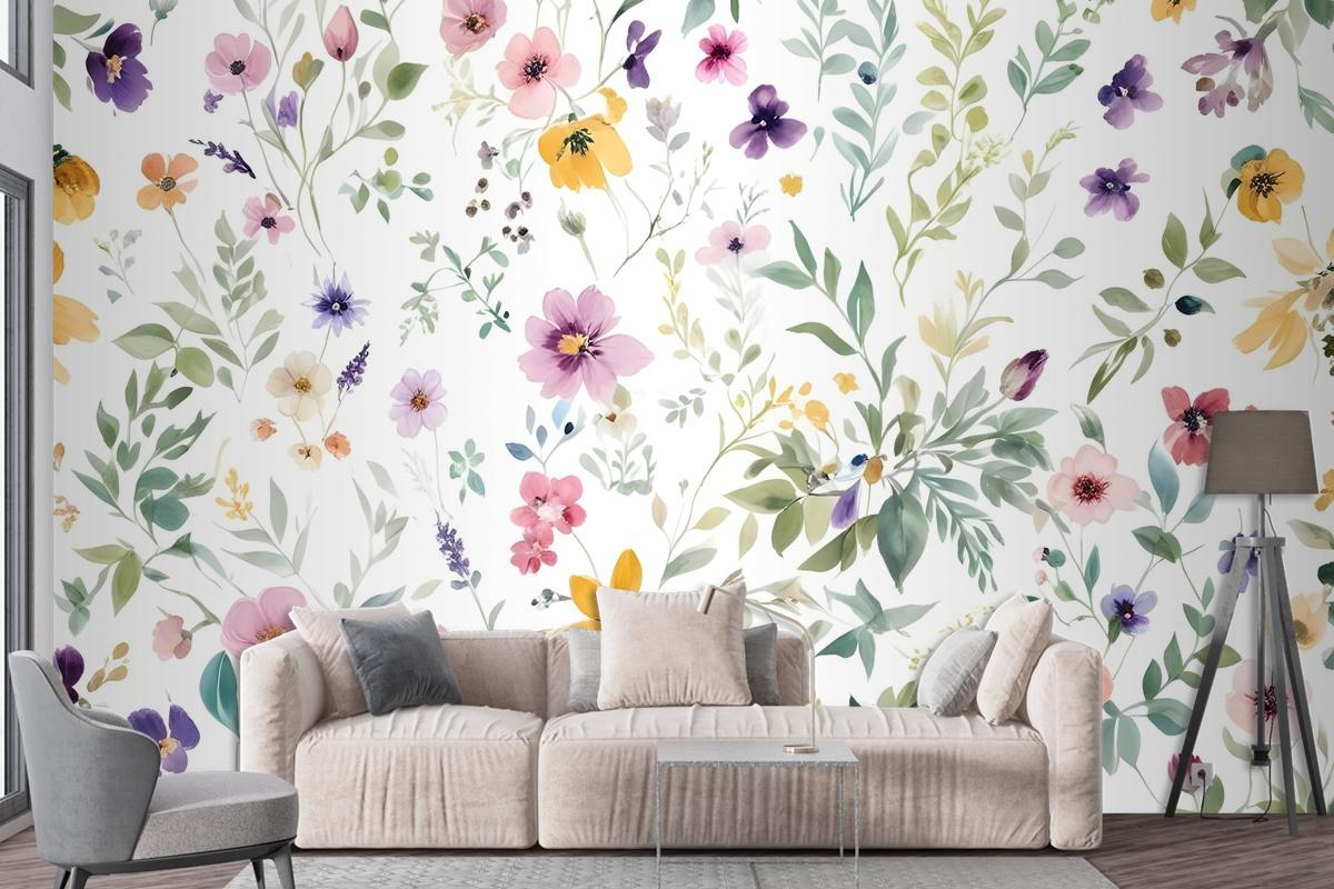 Watercolor Wildflower Wallpaper Mural