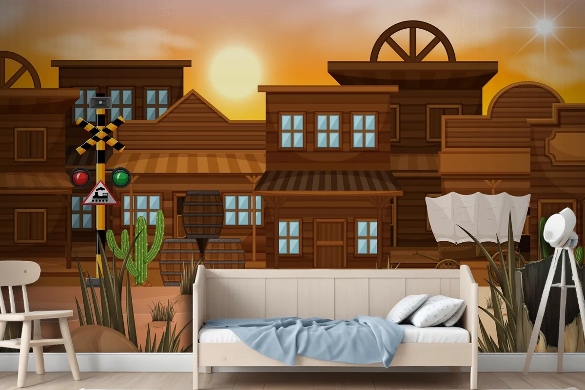 Western Desert Themed Scene In Nature Wallpaper Mural