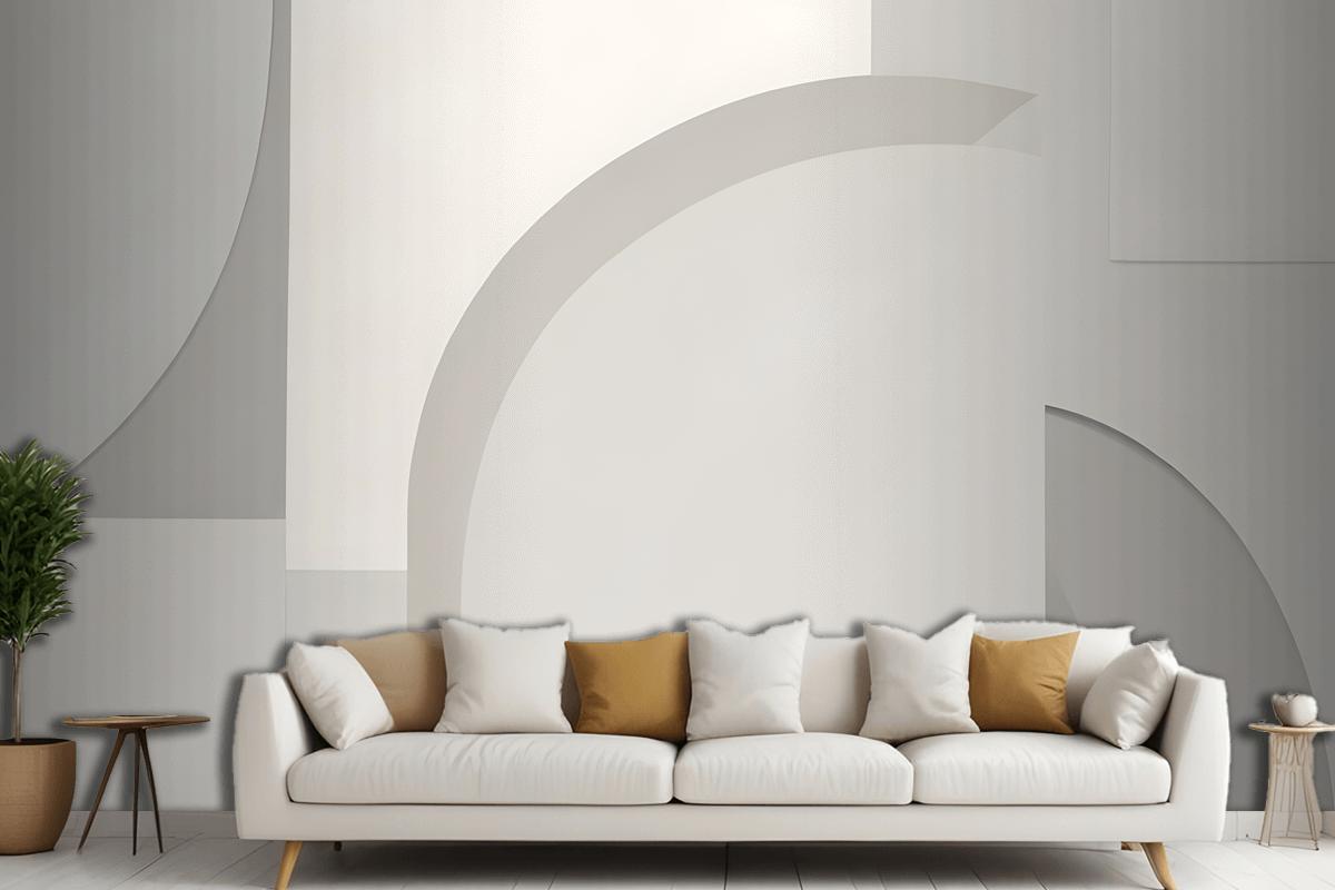 White And Neutral Abstract Shapes Wallpaper Mural