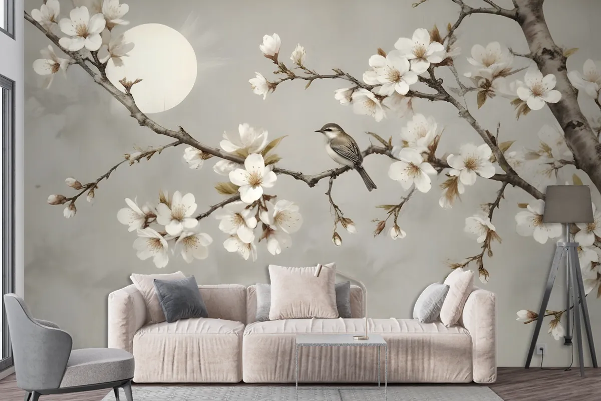 White Plum Blossom Wallpaper Mural