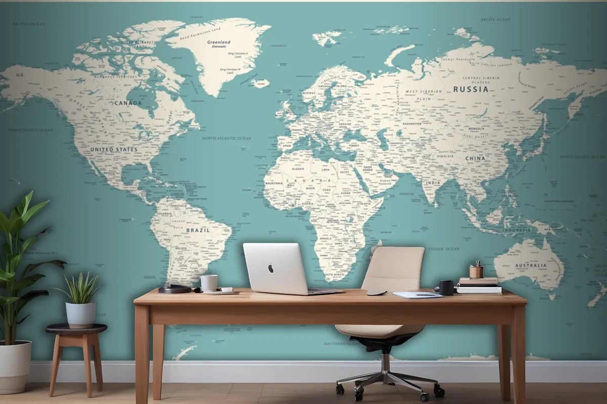 World Map Vintage Political Detailed Wallpaper Mural