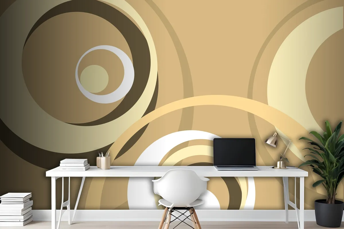 Retro Background With Circular Wavy Shapes Wallpaper Mural