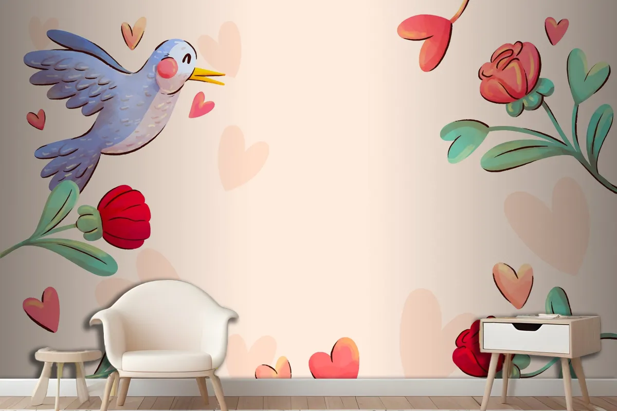 Watercolor Background For Valentines Day Celebration Wallpaper Mural