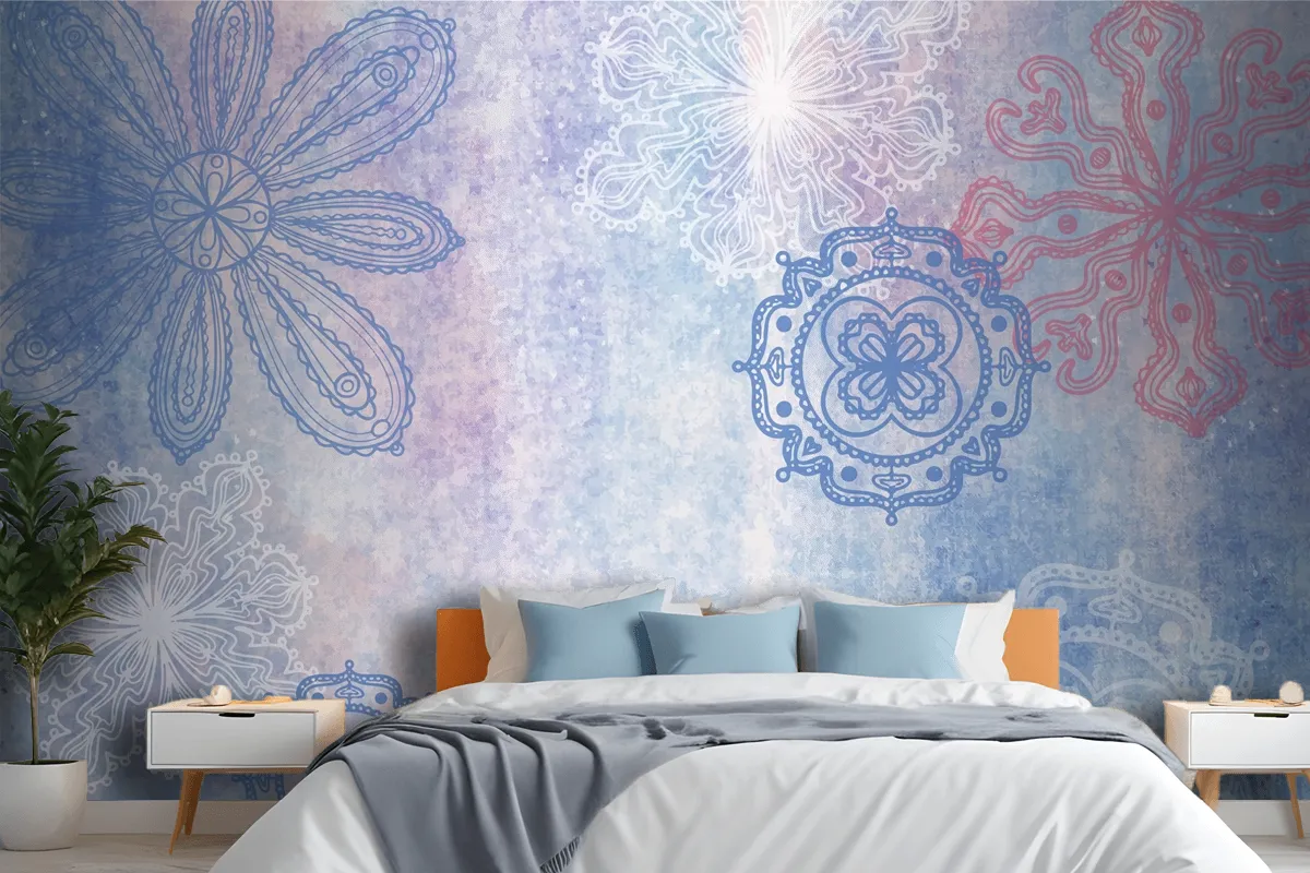 Watercolor Background With Hand Drawn Elements Wallpaper Mural