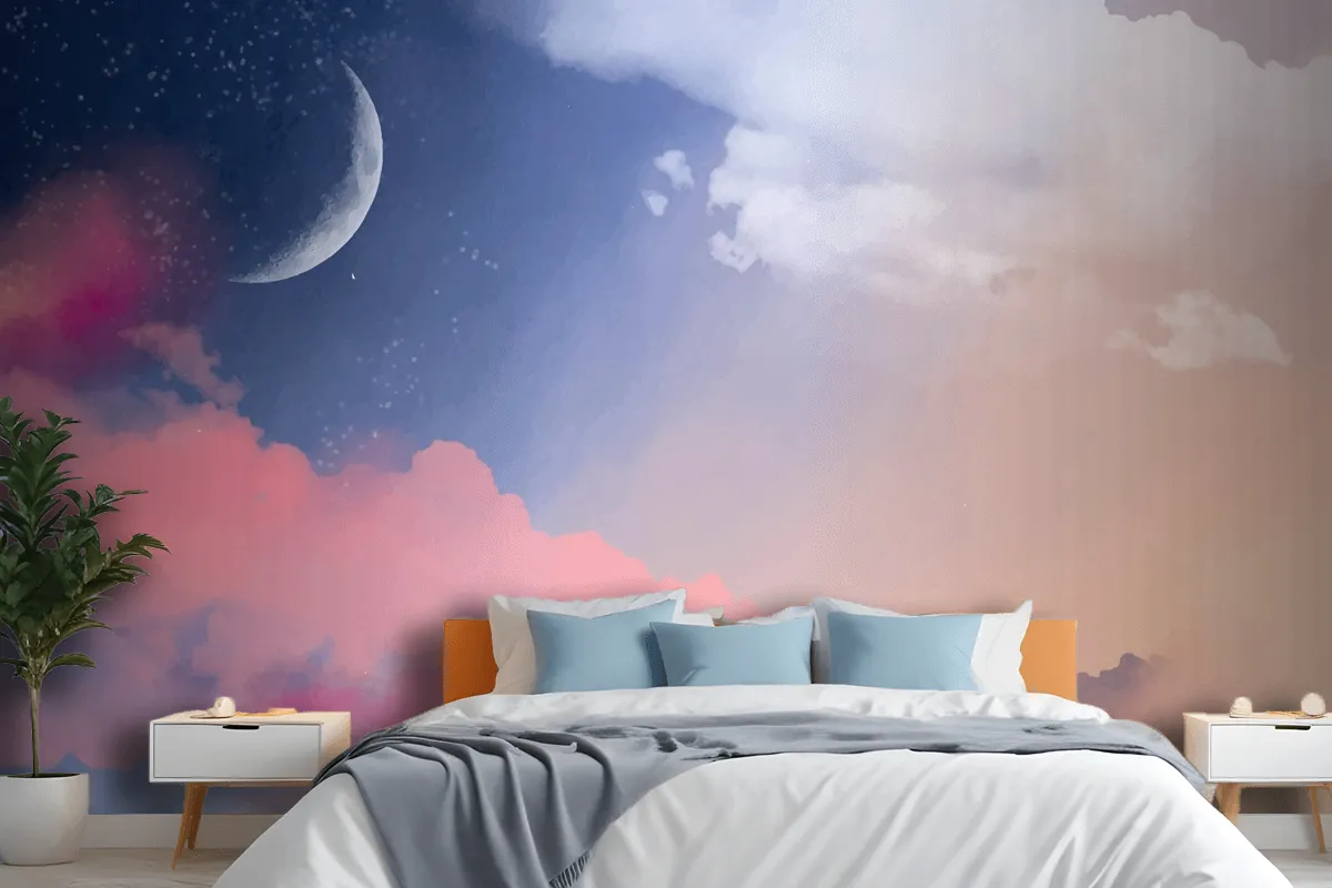 Hand Painted Watercolor Pastel Sky Wallpaper Mural