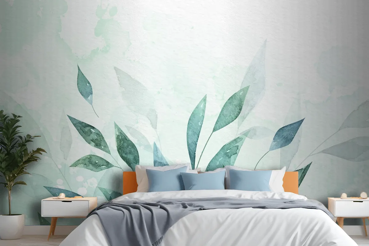 Hand Painted Watercolor Nature Background Wallpaper Mural