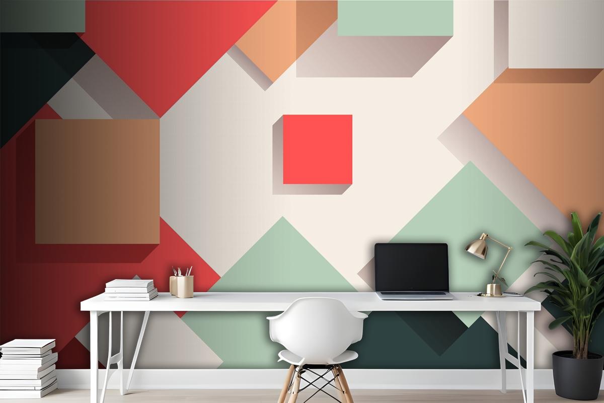 Flat Geometric Background Office Wallpaper Mural