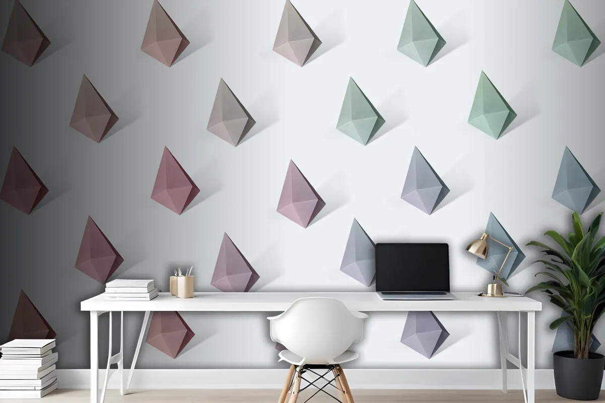 Colorful Paper Craft Diamond Shape Patterned Wallpaper Mural