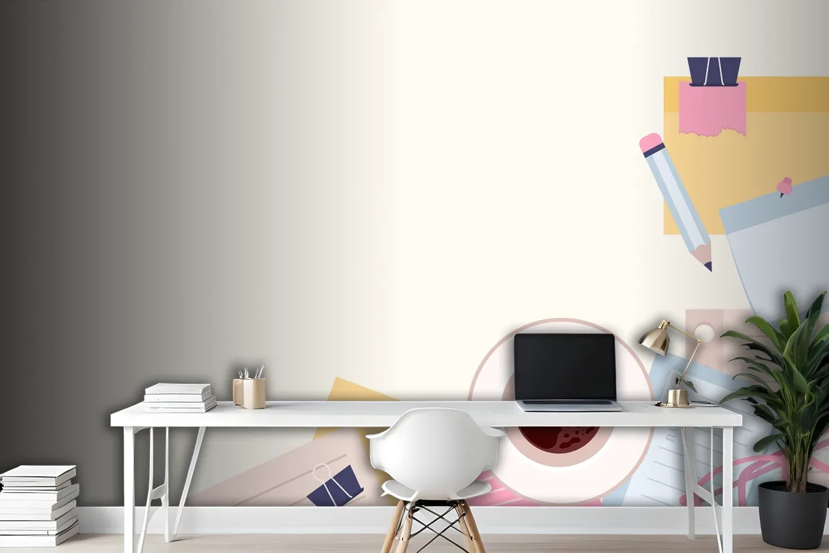 Paper Notes Illustration In Flat Design Wallpaper Mural