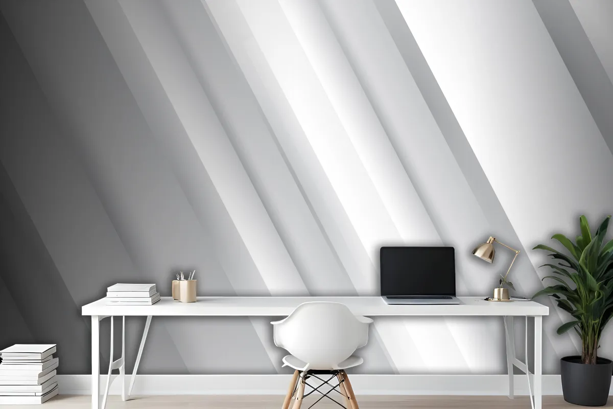 Gradient White Monochrome Background Wallpaper Mural