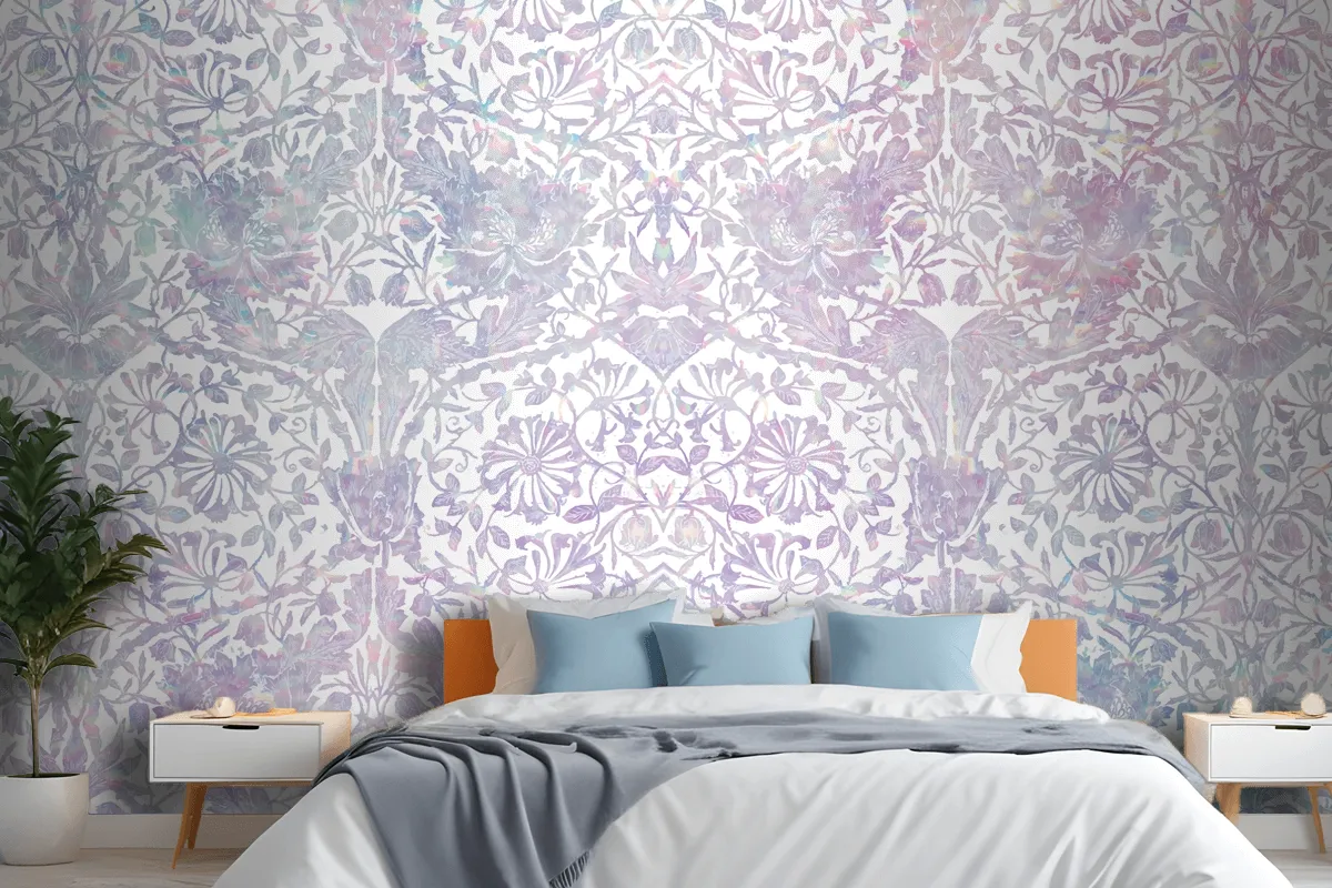 Vintage Floral Holographic Pattern Wallpaper Mural