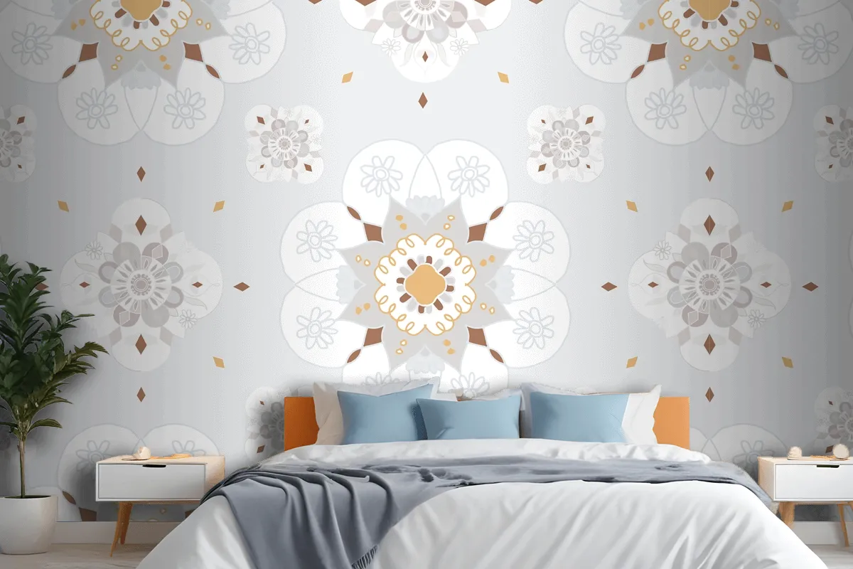 Oriental Mandala Floral Pattern Wallpaper Mural