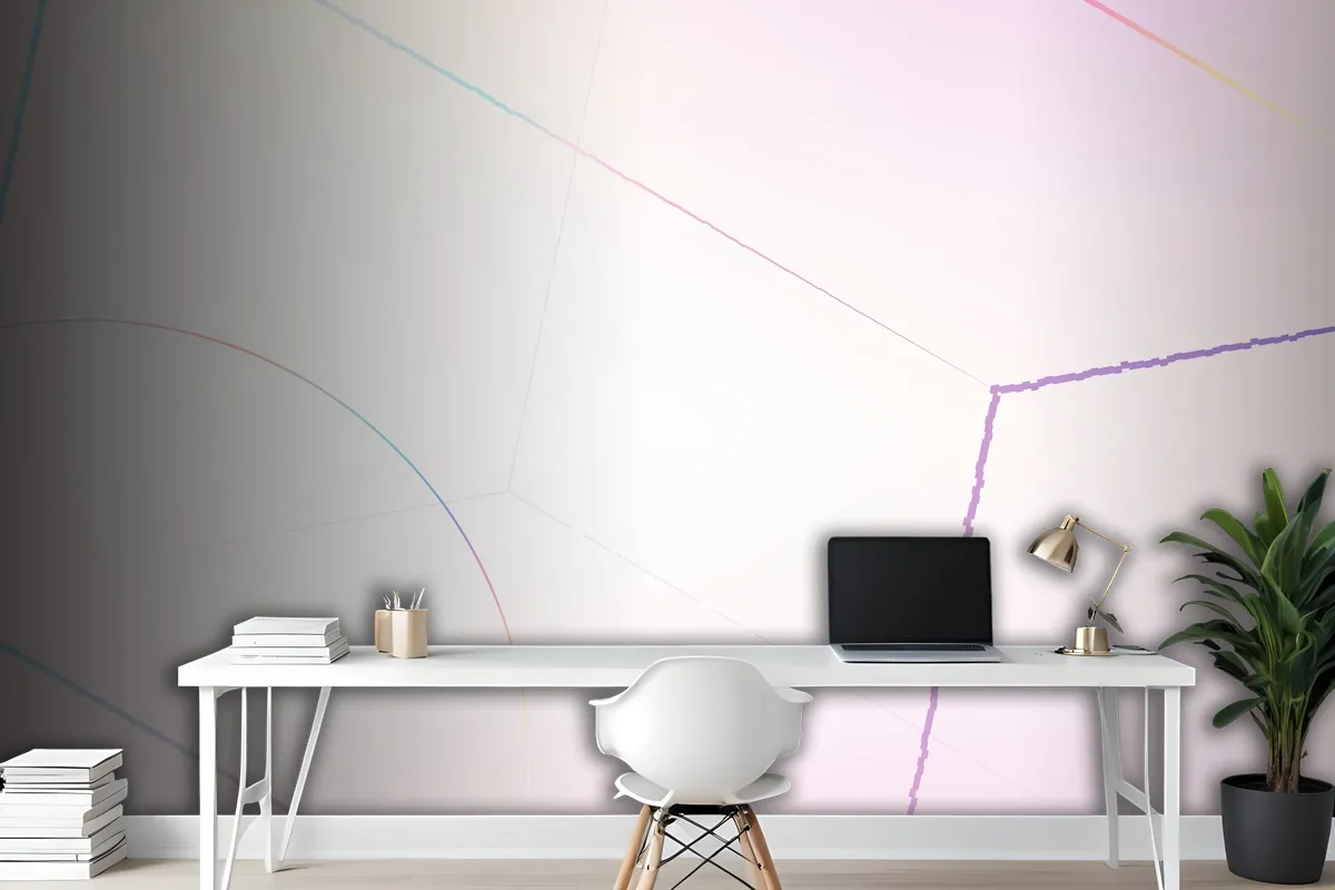 Pink Geometric Hexagonal Prism Wallpaper Mural