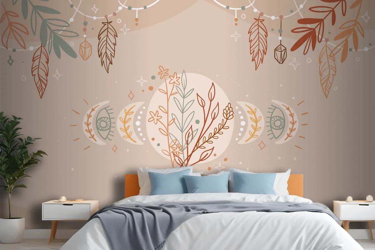 Hand Drawn Boho Background Wallpaper Mural