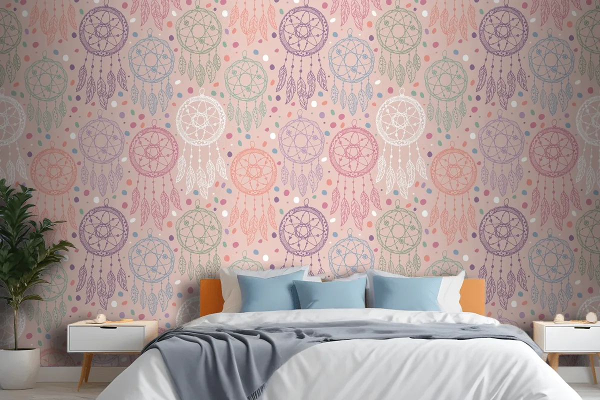 Engraving Hand Drawn Boho Pattern Design Wallpaper Mural