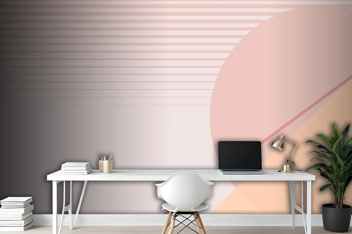 Moon Geometric Scenery Background In Pastel Pink And Orange Wallpaper Mural