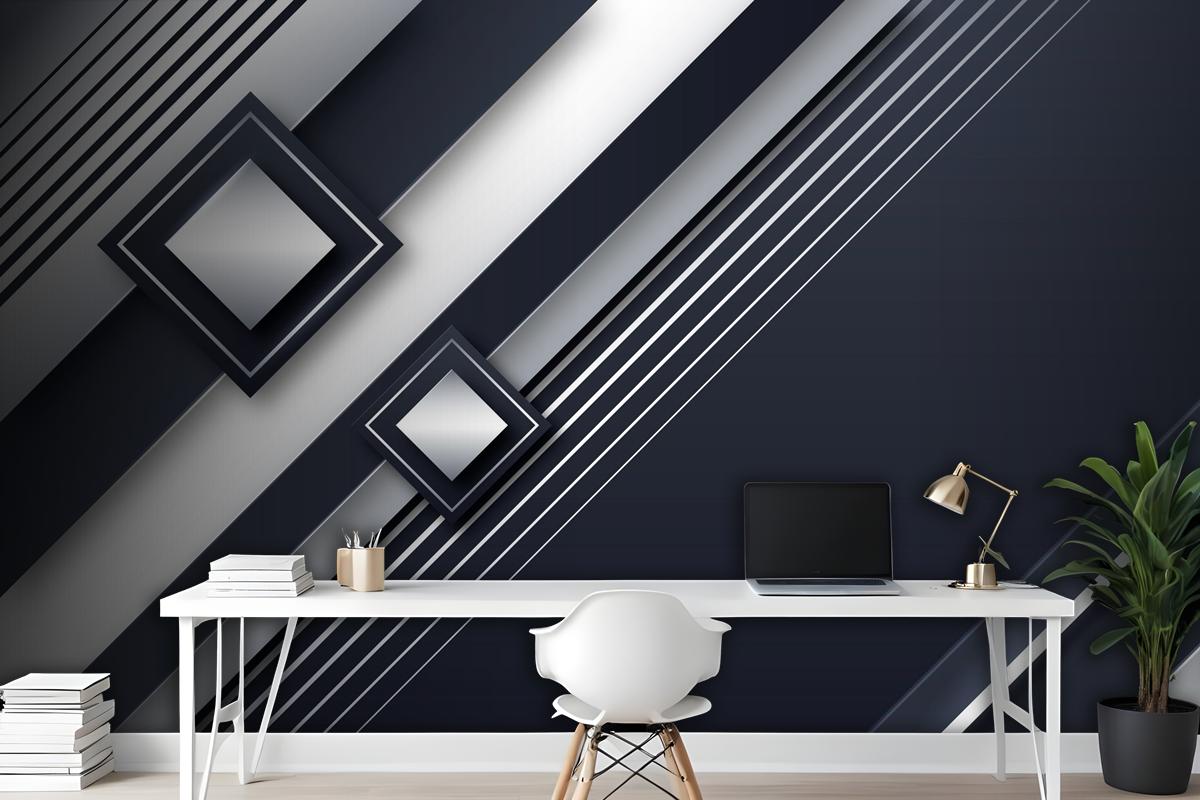 Gradient Silver Background Office Wallpaper Mural