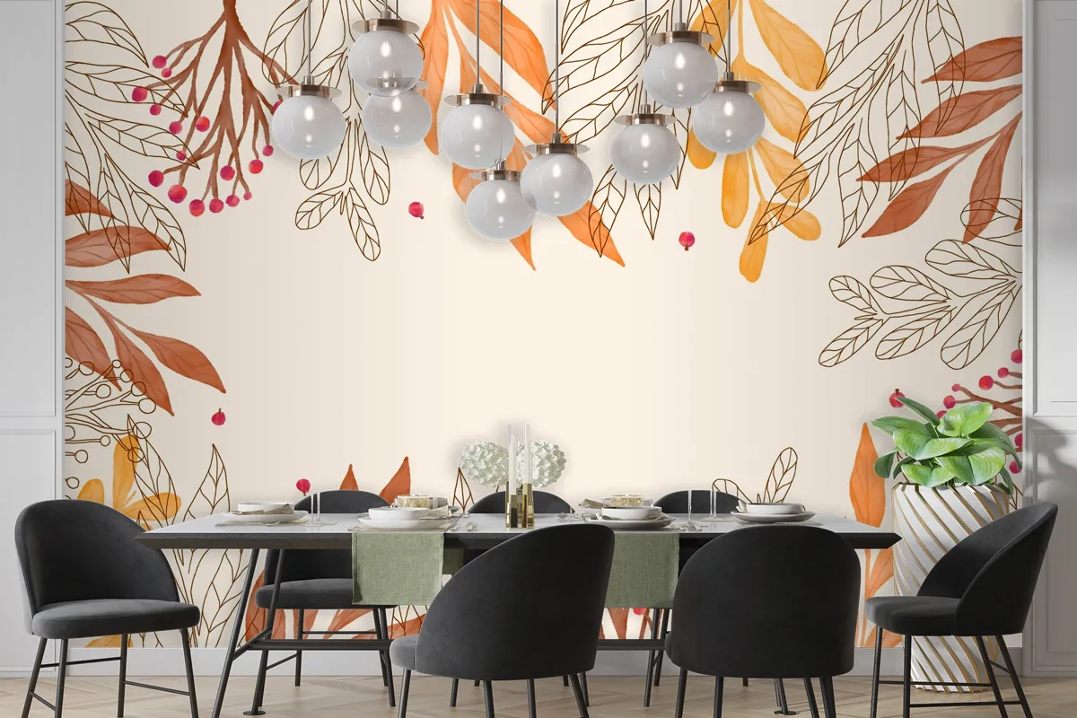 Watercolor Autumn Background Wallpaper Mural