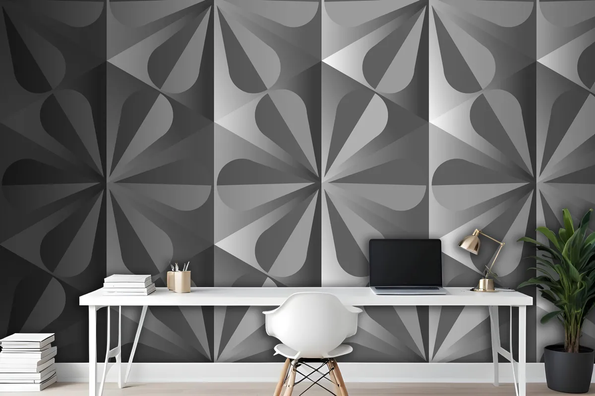 Simple 3D Geometric Pattern Grey Background Wallpaper Mural