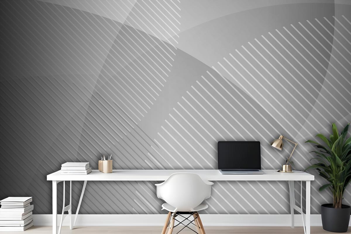 Abstract White And Gray Geometric Circles Layer Transparency Wallpaper Mural