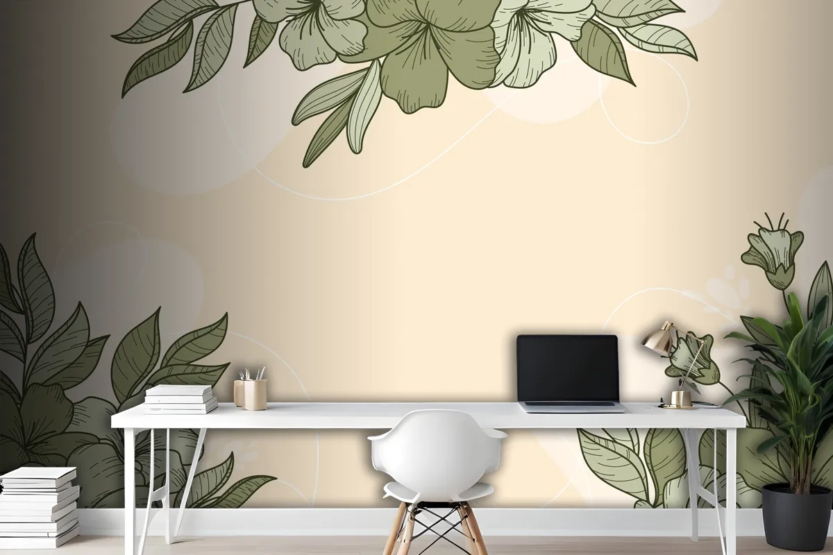 Floral Linear Design Background Wallpaper Mural