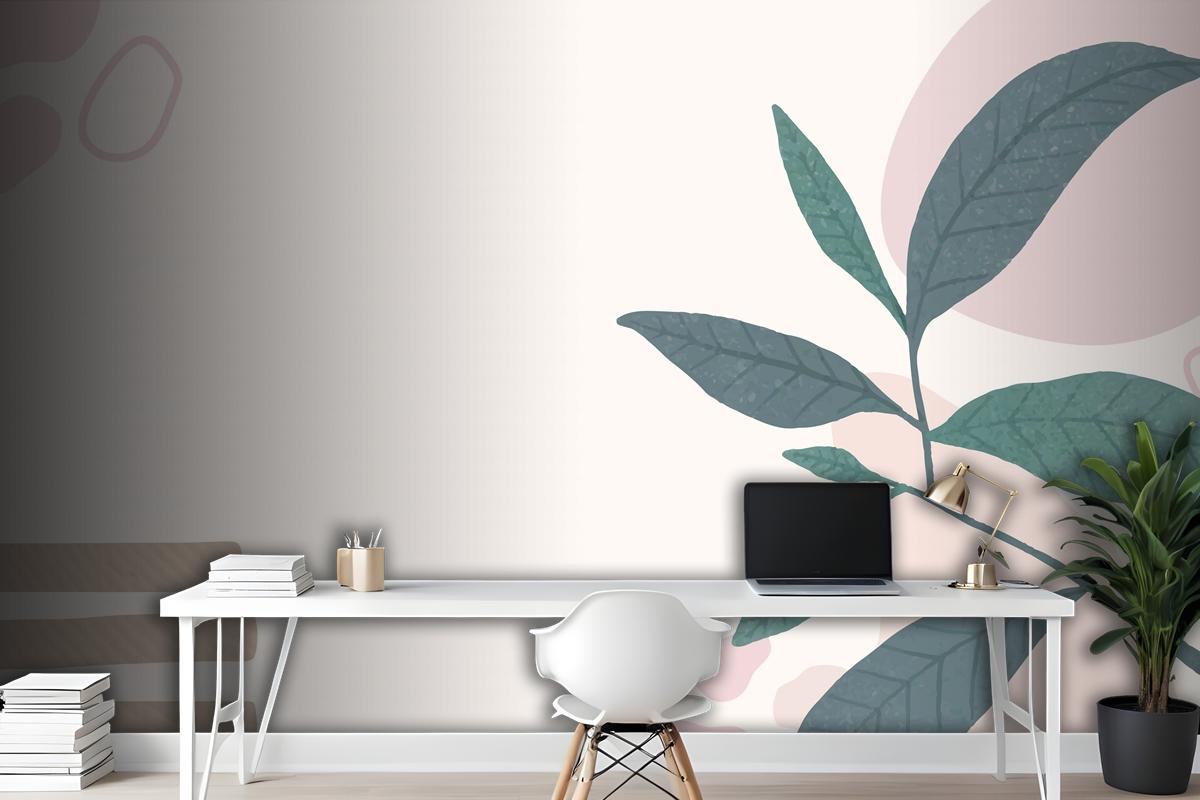 Aesthetic Pastel Botanical Abstract Office Wallpaper Mural