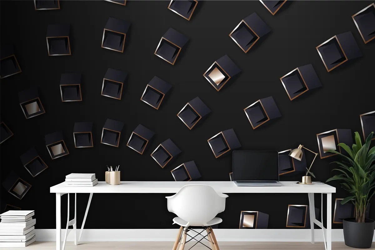 Gradient Black Background With Cubes Wallpaper Mural