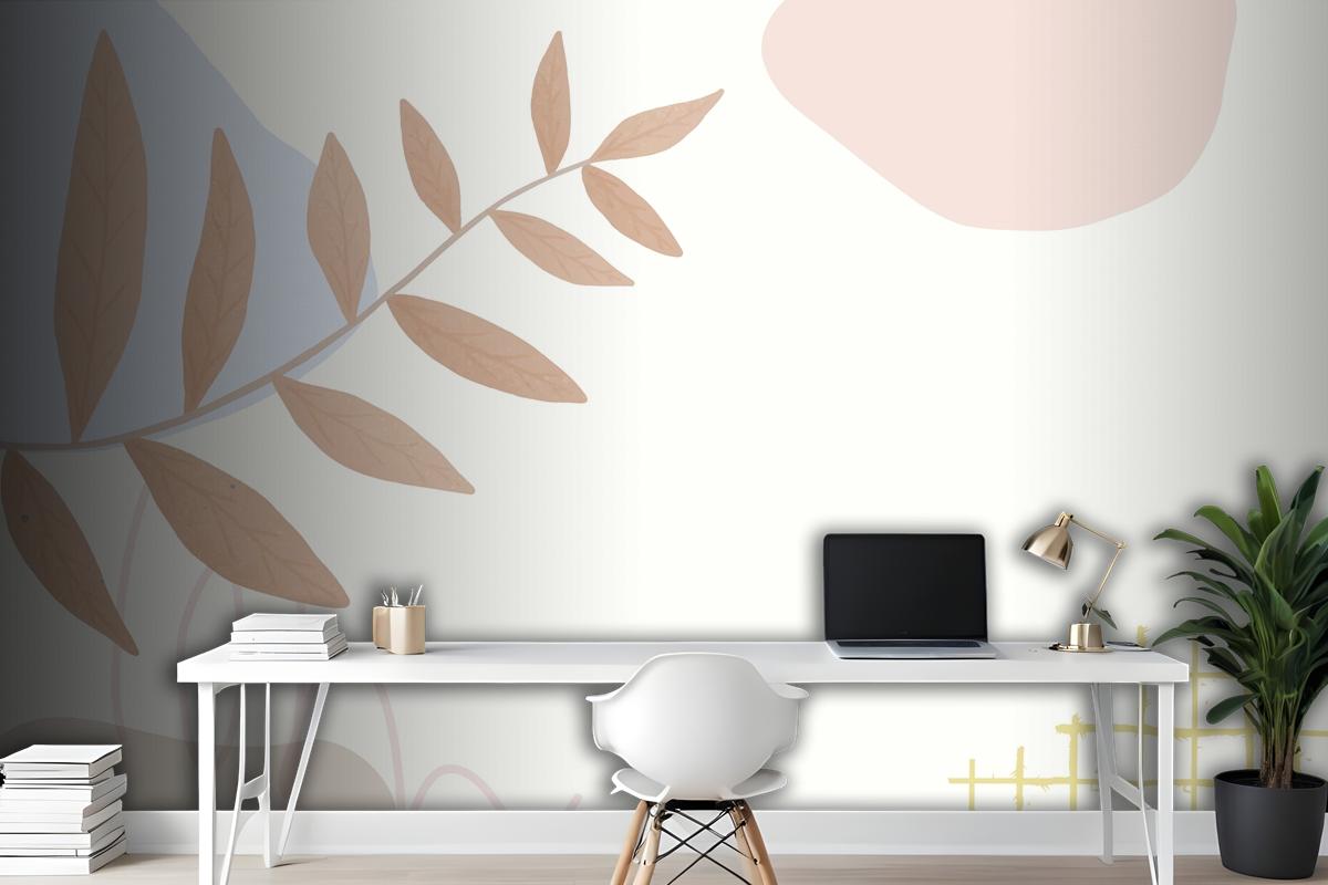 Aesthetic Pastel Botanical Abstract Wallpaper Mural