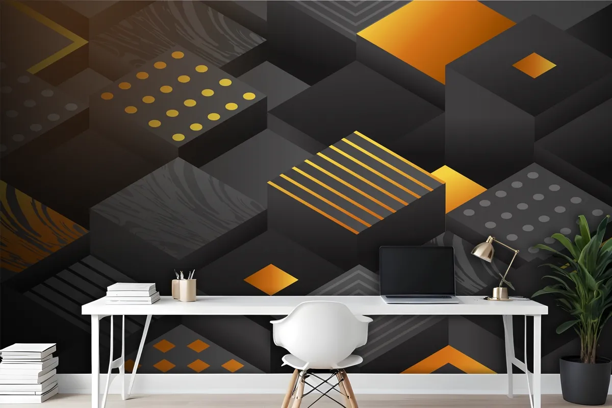 Gradient Black Background With Cubes Office Wallpaper Mural