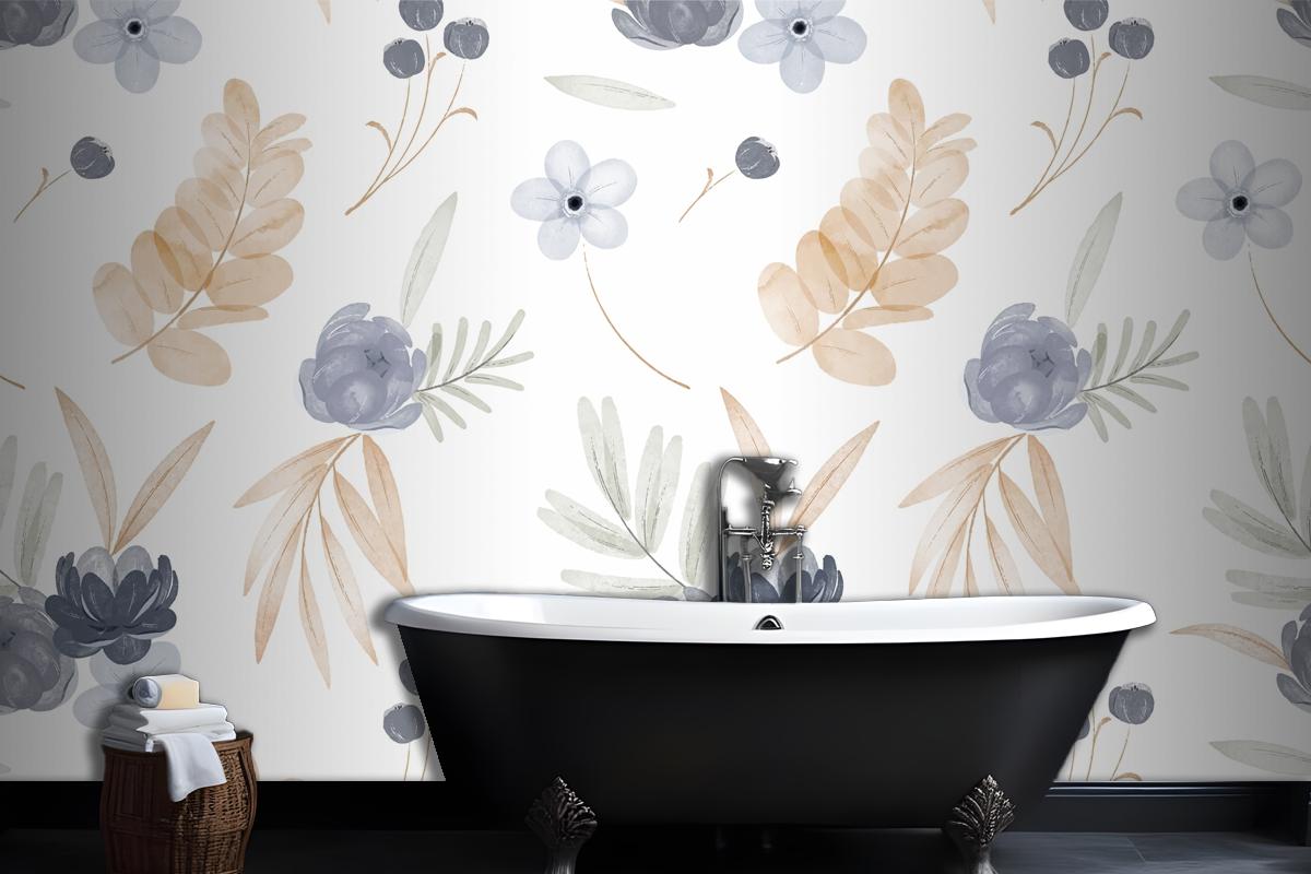 Watercolor Floral Pattern Wallpaper Mural