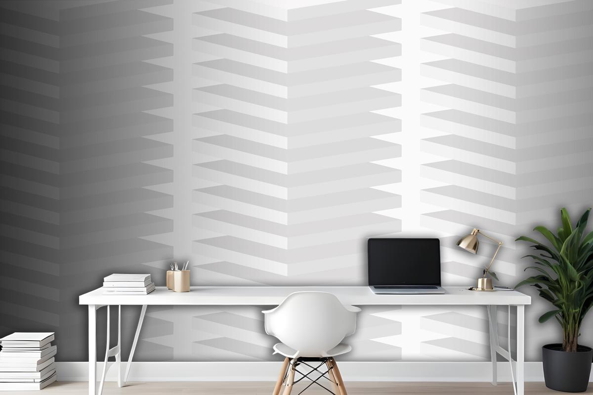 Geometric Pattern Background White Minimal 3D Design Wallpaper Mural