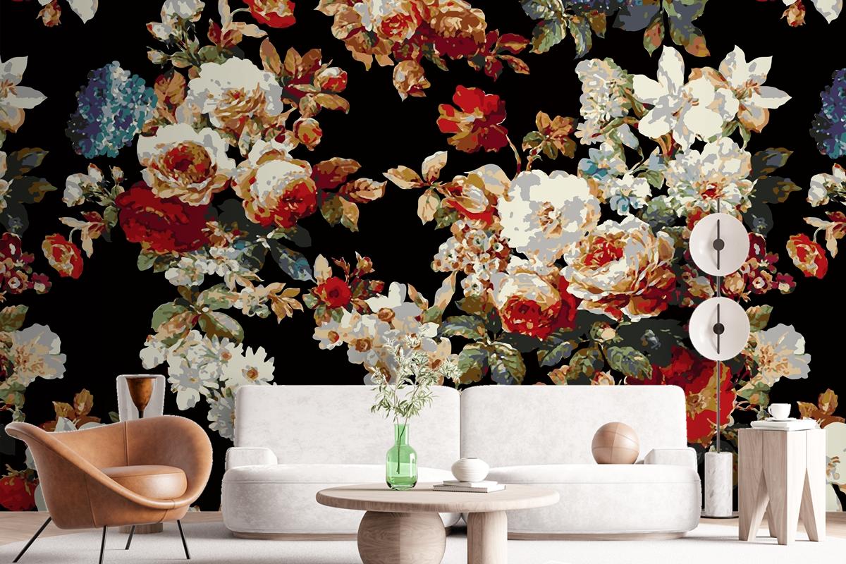 Seamless Flower Pattern Wallpaper Mural