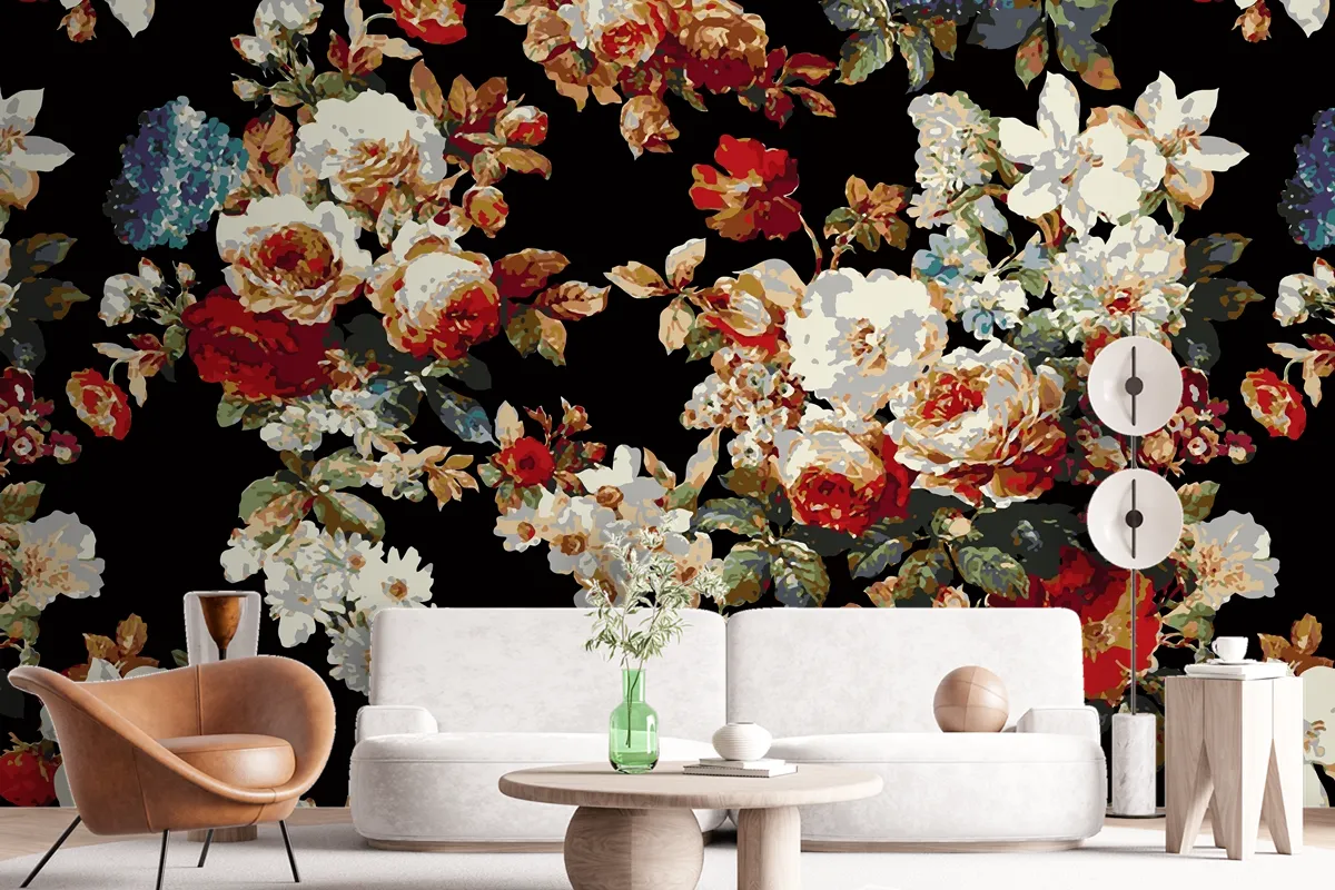 Seamless Flower Pattern Wallpaper Mural