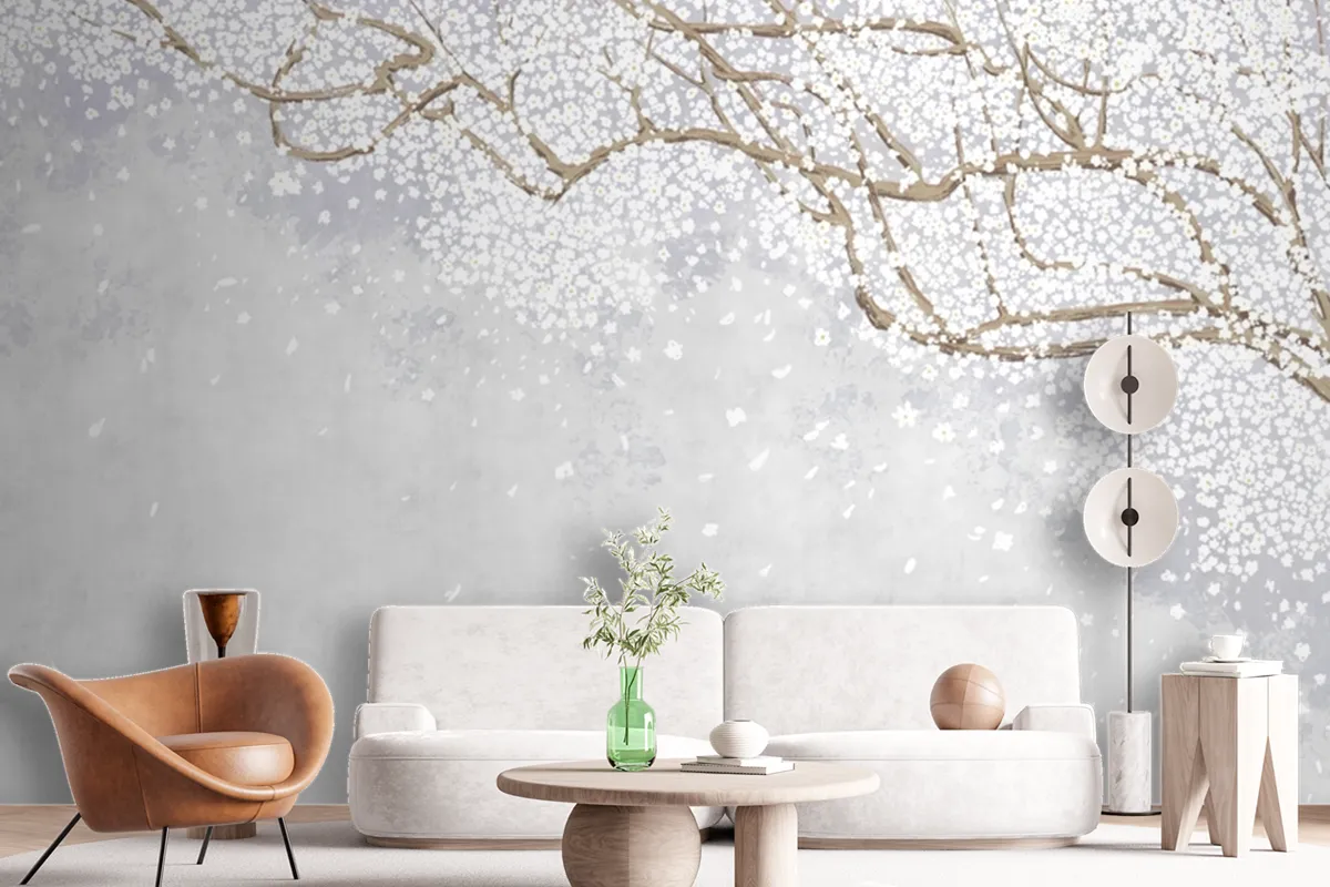 Tree And Branches On The Old Vintage Wallpaper Mural