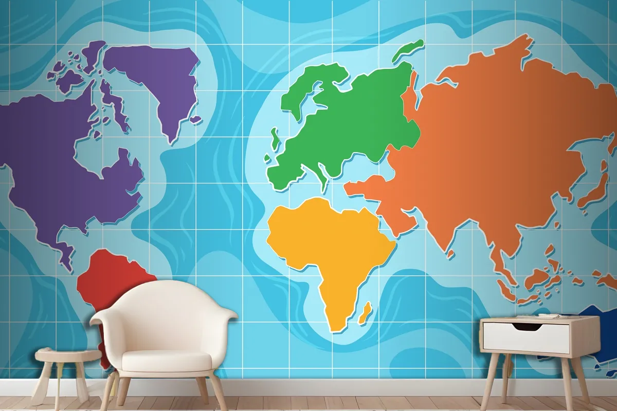 Aerial View Of World Map Wallpaper Mural