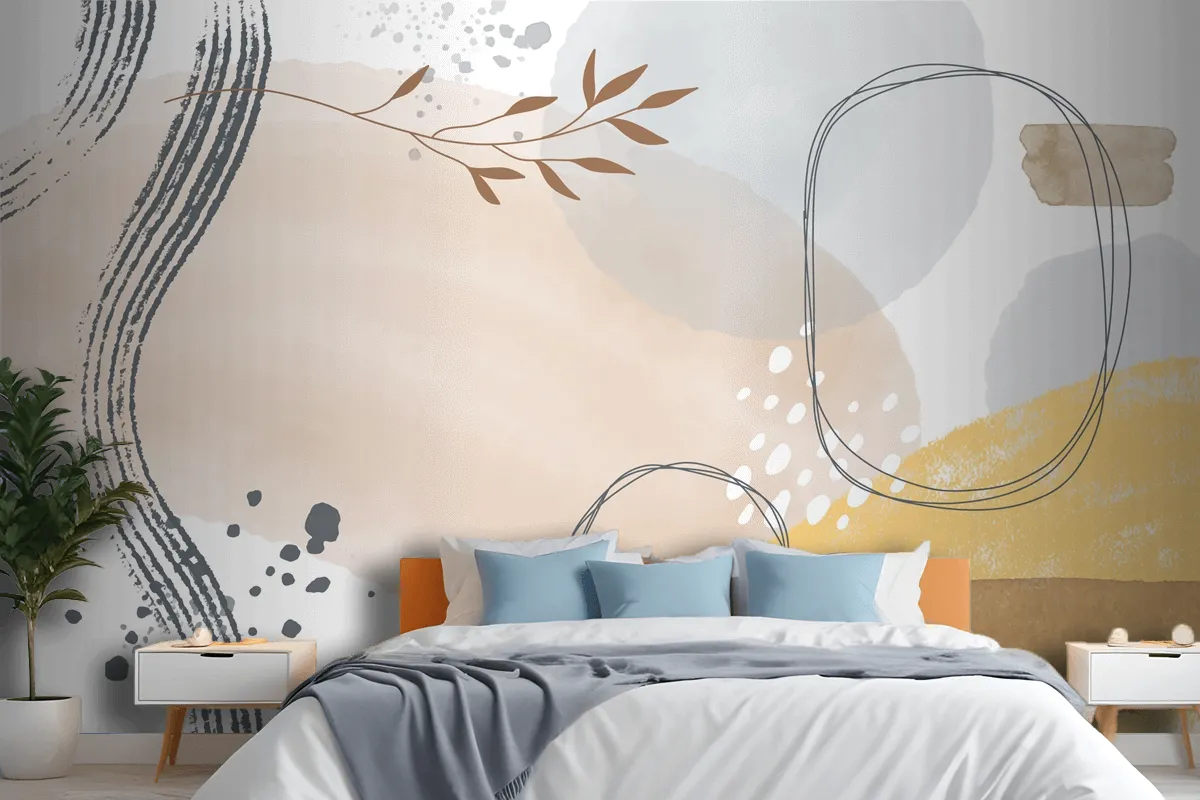 Watercolor Abstract Doodle Background Wallpaper Mural