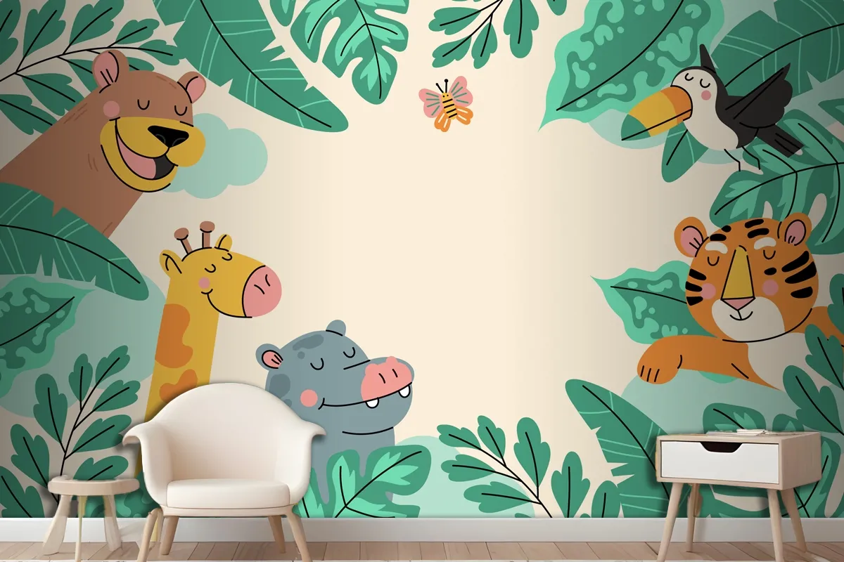 Hand Drawn Wildlife Background Wallpaper Mural