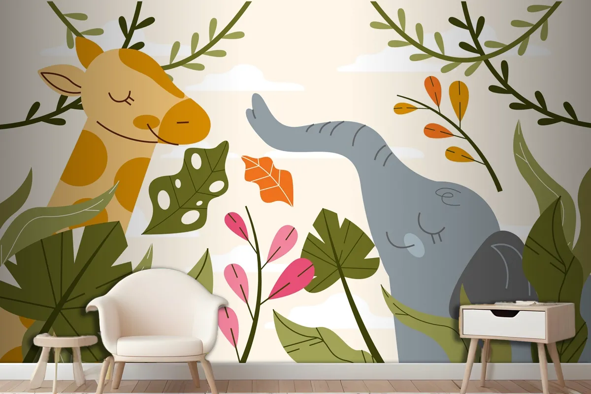 Hand Drawn Wildlife Background Wallpaper Mural