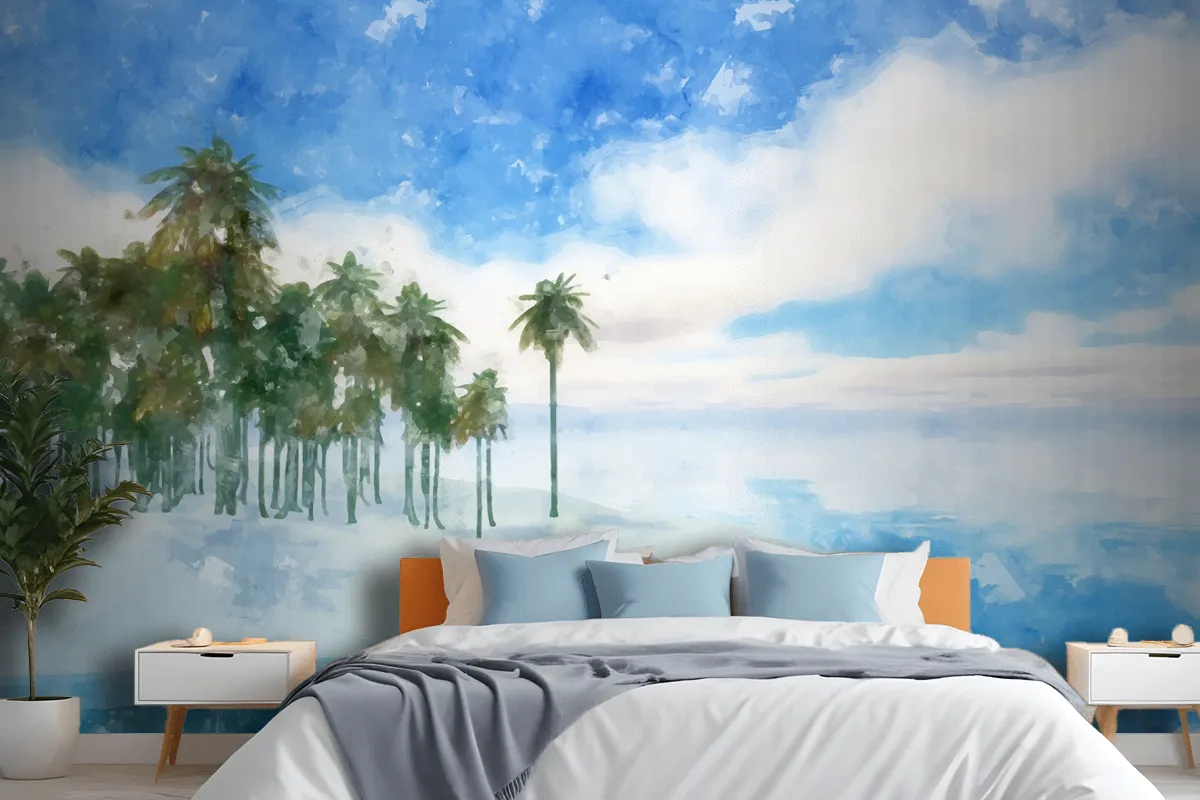 Watercolor Summer Tropical Wallpaper Mural