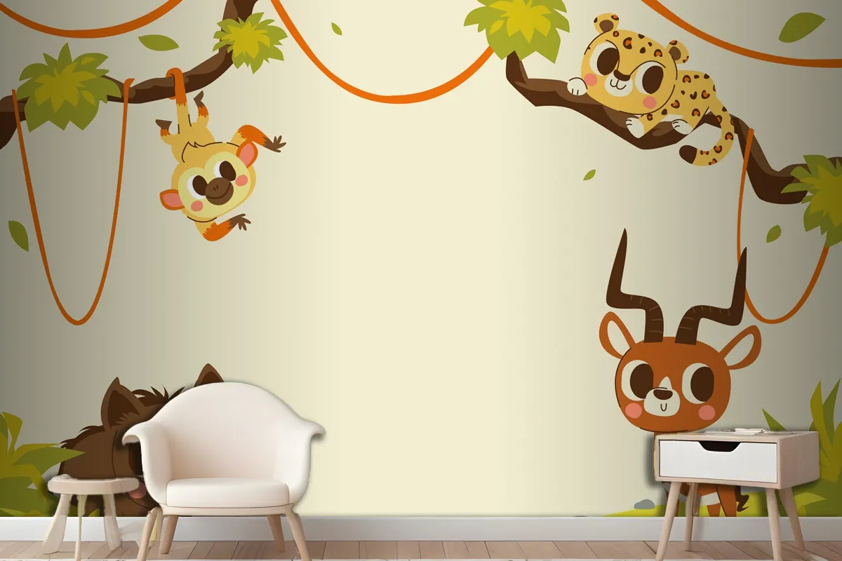 Hand Drawn Wildlife Background Wallpaper Mural