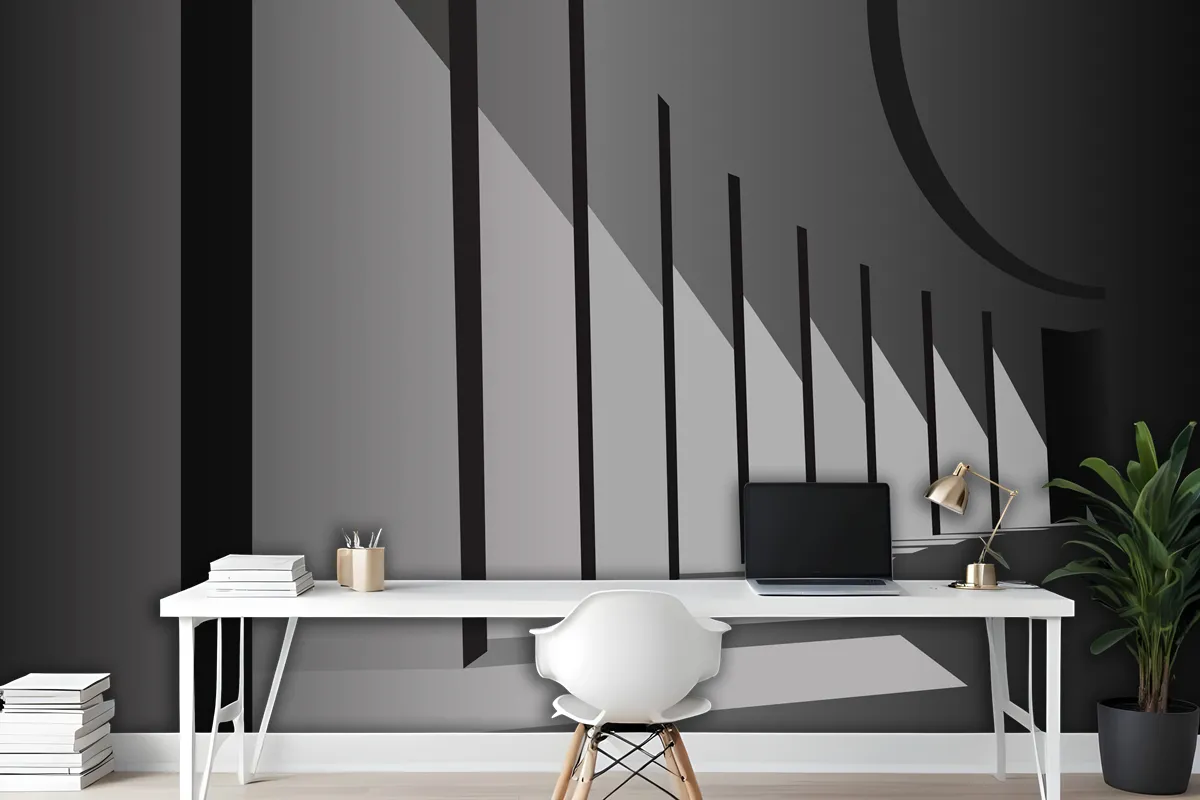 An Abstract Building With Light Streaming In Between The Columns Wallpaper Mural