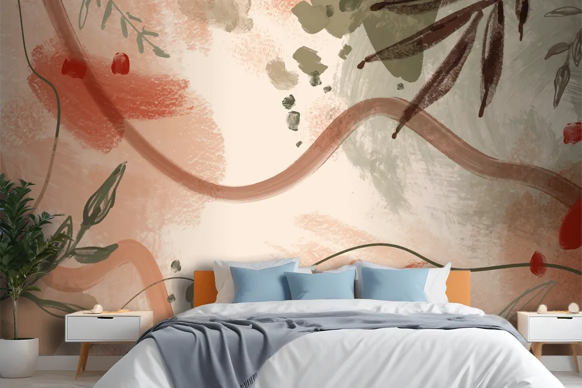 Watercolor Terracotta Pattern Design Wallpaper Mural