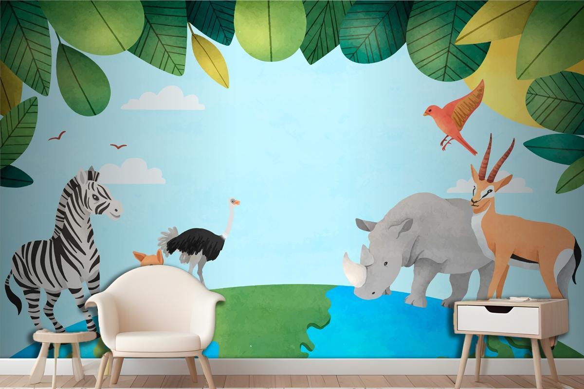 Watercolor World Animal Day Background Wallpaper Mural