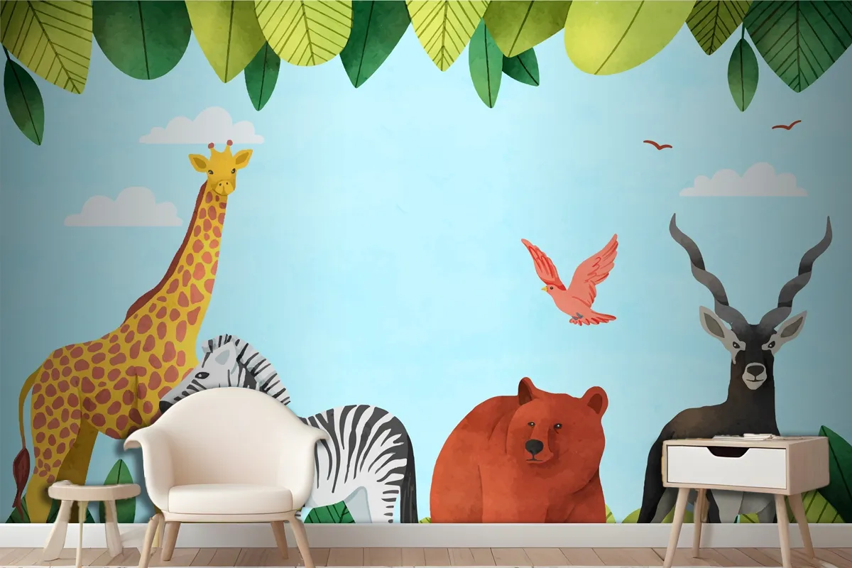 Watercolor World Animal Day Background Wallpaper Mural