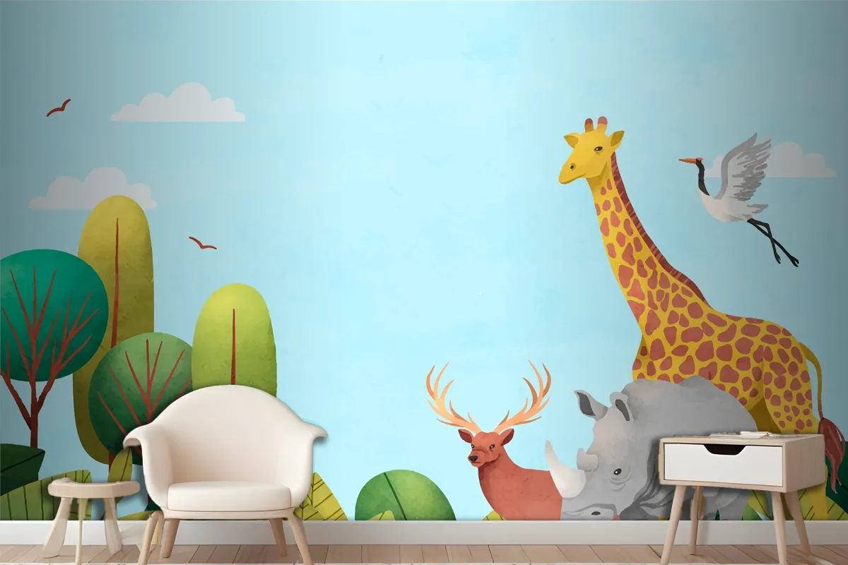 Watercolor World Animal Day Background Wallpaper Mural