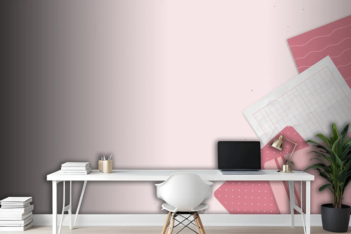 Pink Notepad Planner Set Wallpaper Mural