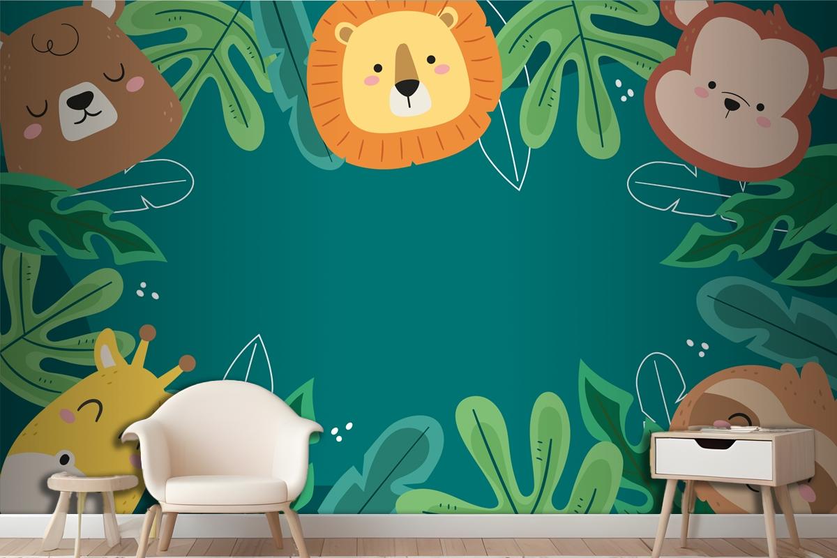 Flat Background For World Wildlife Day With Flora And Fauna Wallpaper Mural