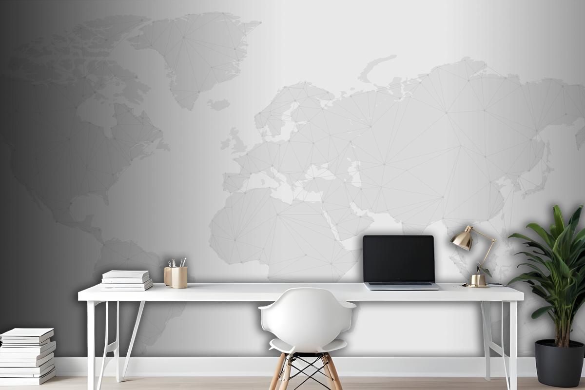 Worldwide Connection Gray Background Wallpaper Mural