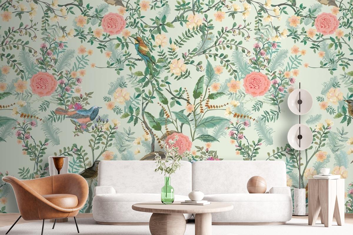 Vintage Decorative Garden Seamless Pattern For Wallpaper Mural