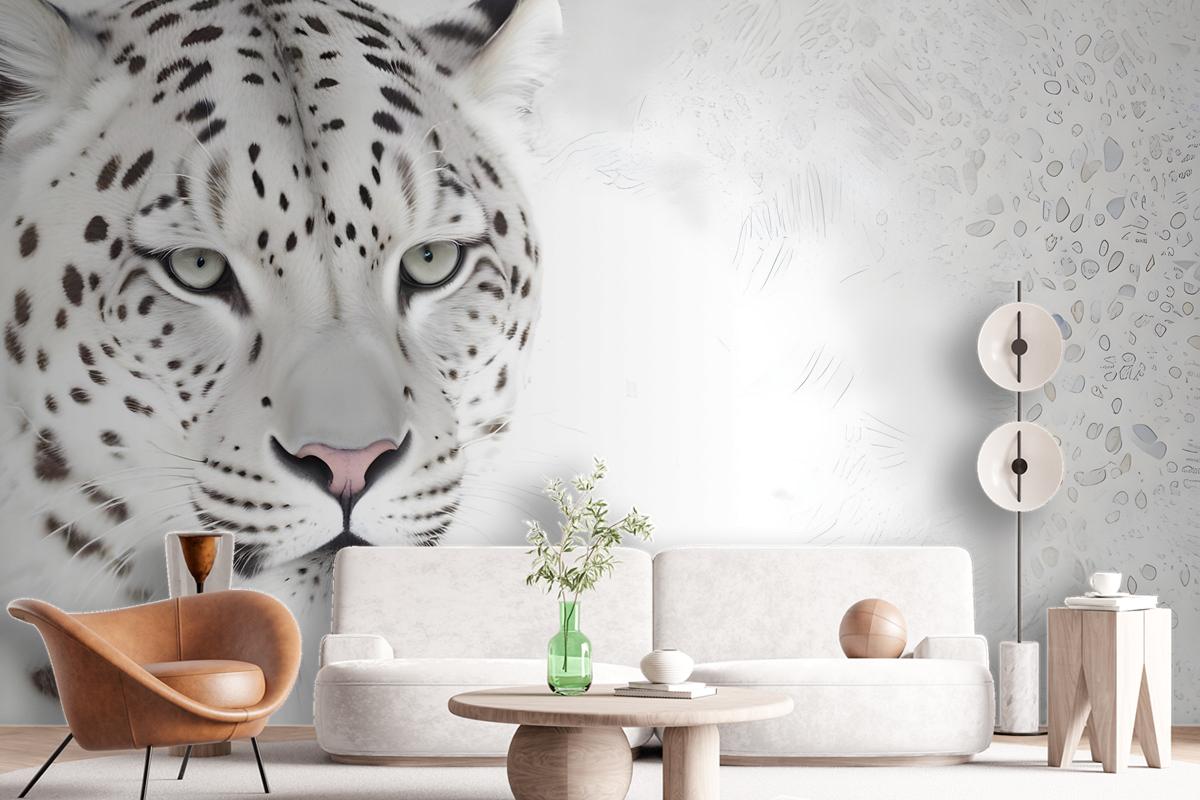 3D Look Monochrome Tiger Wallpaper Mural